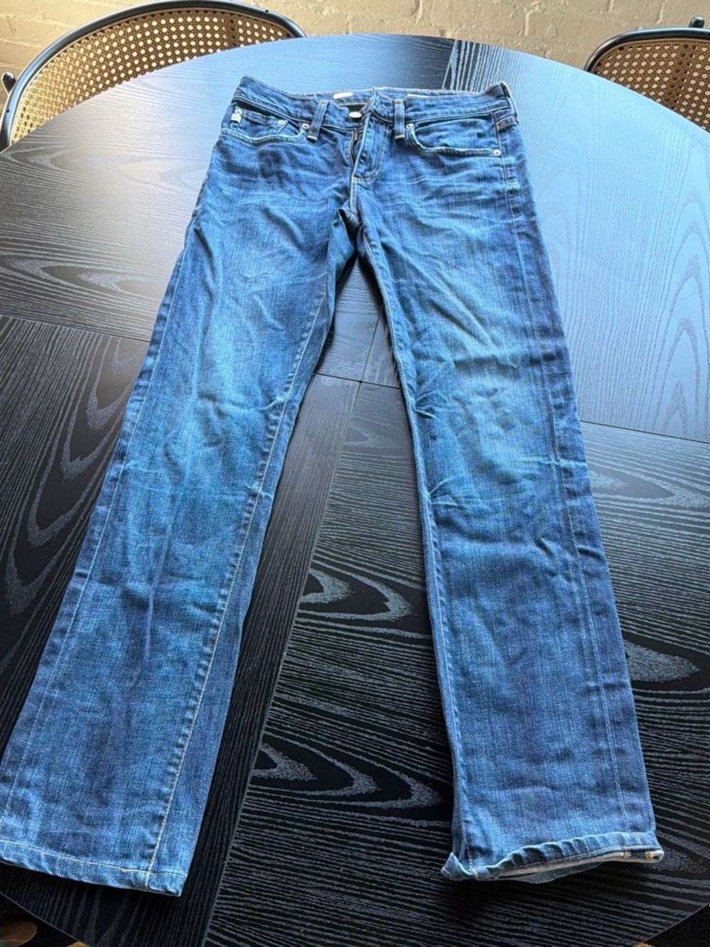 Ag Adriano Goldschmied Women's Straight Leg Blue Jeans